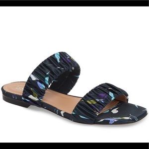 LEWIT Elena Ruched Slide Sandal in Blue